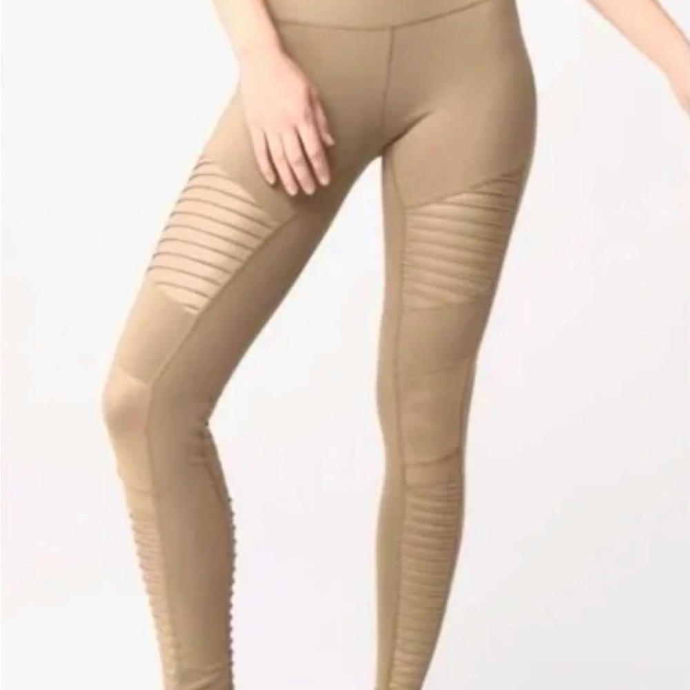 Alo Yoga Women's High-Waist Moto Legging Tan Khaki Size Small